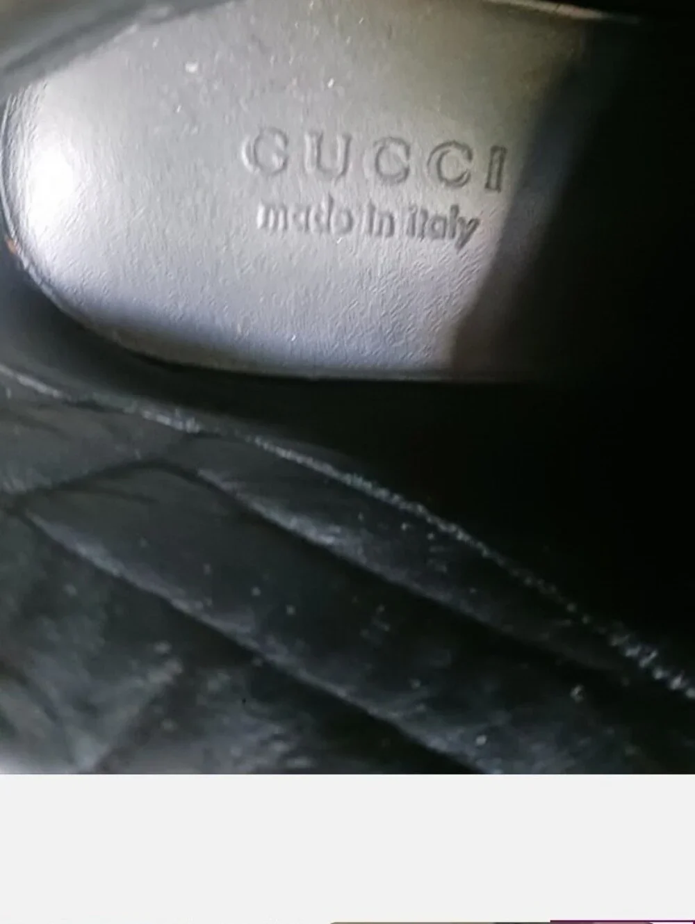 Gucci GG Black Leather High-Top Sneakers with Red Accent, Size 7